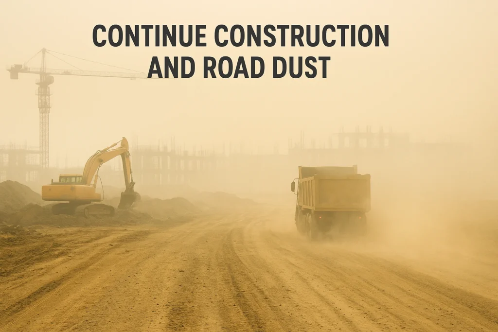 Continue Construction Activities and Road Dust