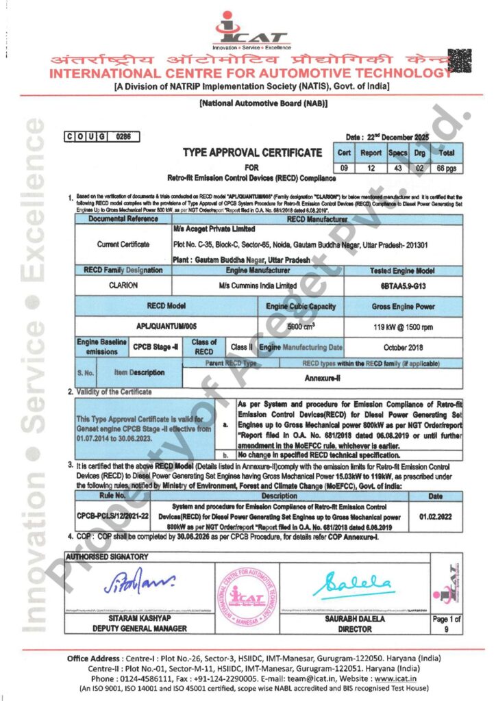 Type Approval 15.03kw to 119kw